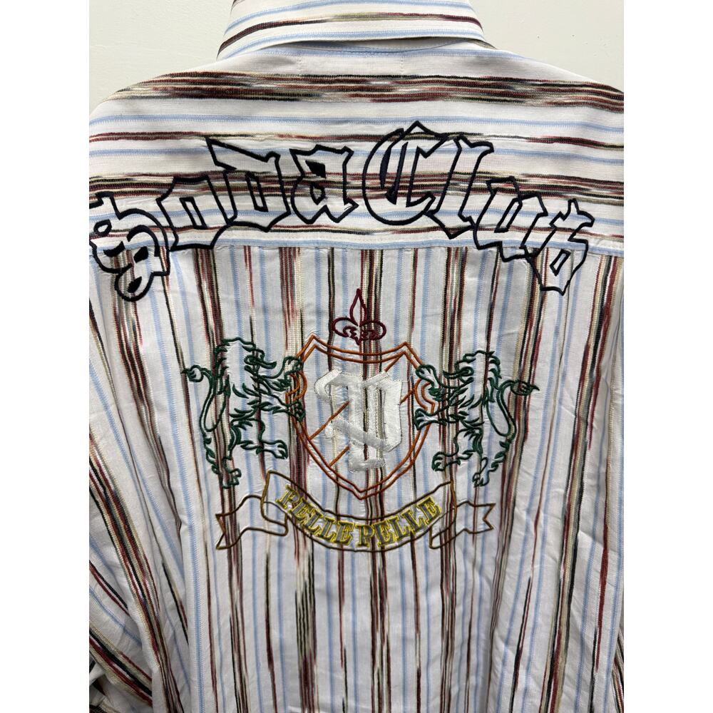 VTG 90's PELLE PELLE Soda Club Mens 2XL 100% cotton Button up shirt embroidered